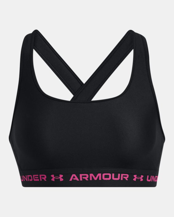 Women's Armour® Mid Crossback Sports Bra, Black, pdpMainDesktop image number 9